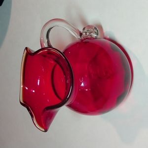 Vintage Hand Blown Cranberry Glass mini Pitcher or Creamer